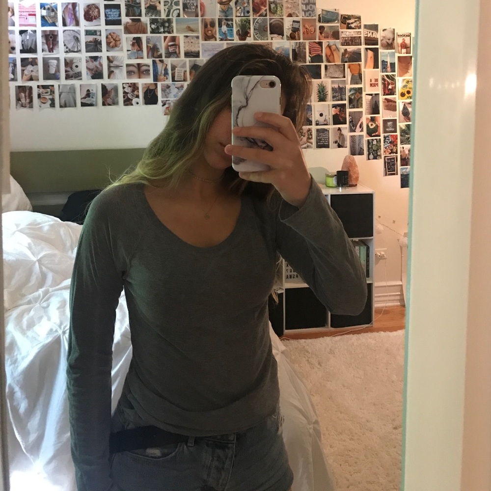 soft grey long sleeve t shirt